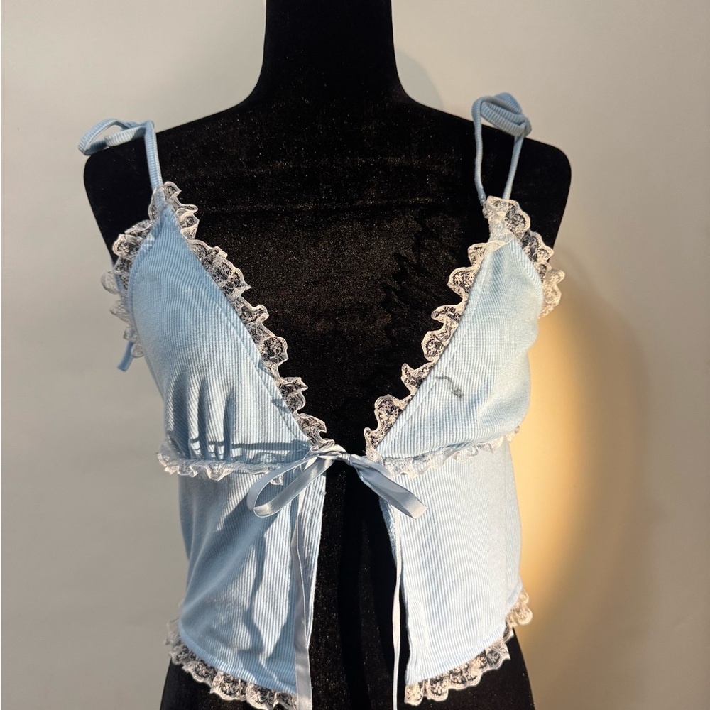 Source Unknown Light Blue Crop Top